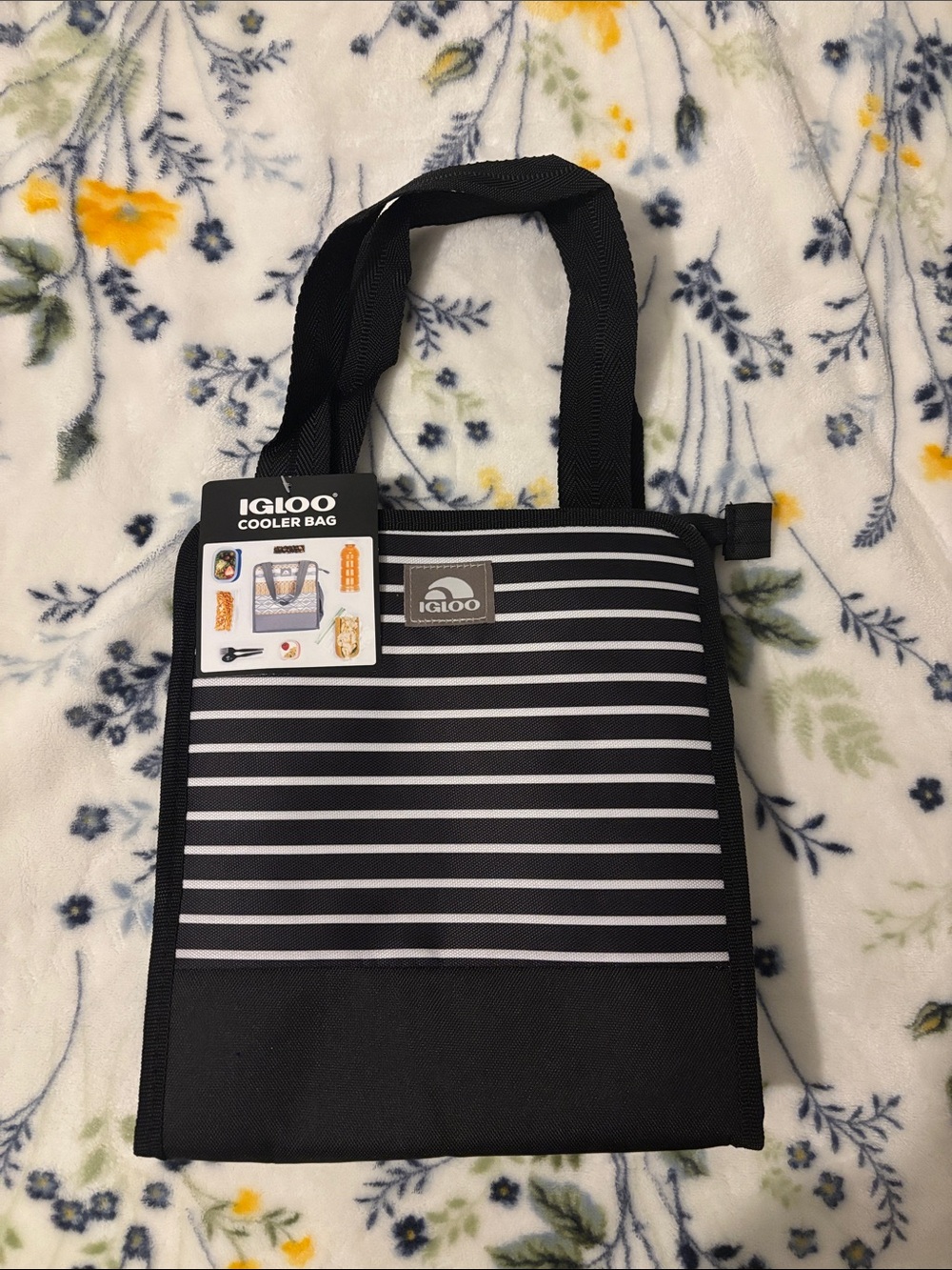 Igloo Black and White Striped Insulated Cooler Tote